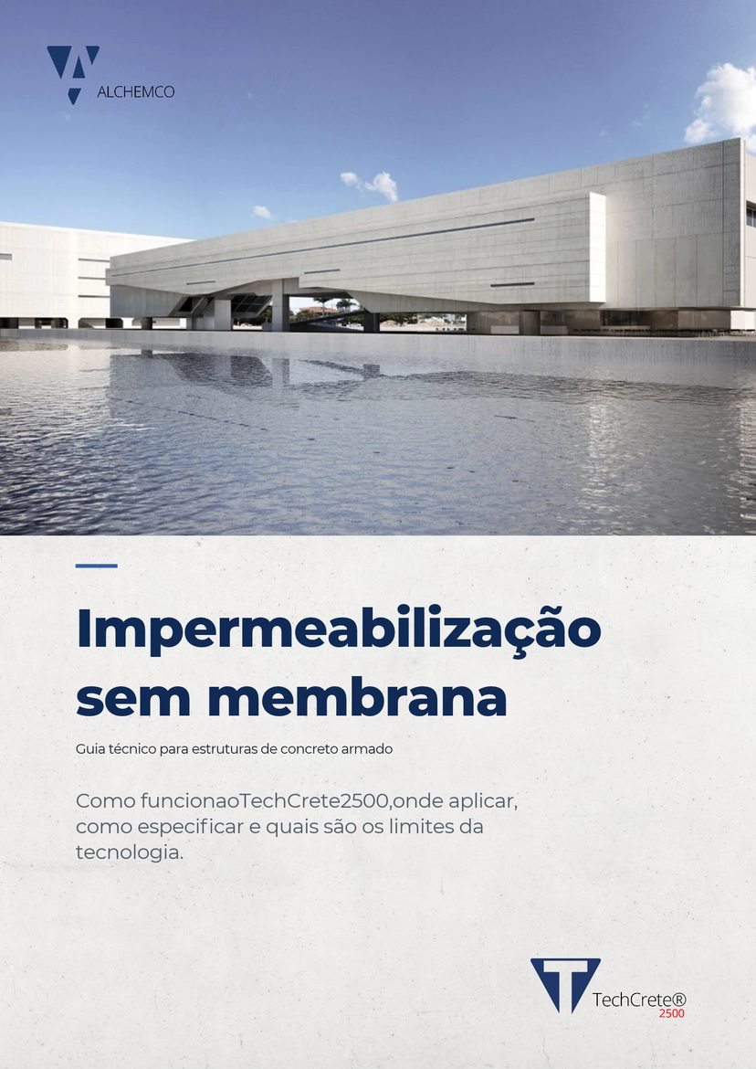 Capa do guia técnico Impermeabilização sem membrana, da Alchemco